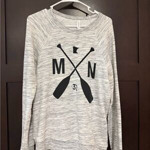 Gray Crewneck Sweater with Graphic Design